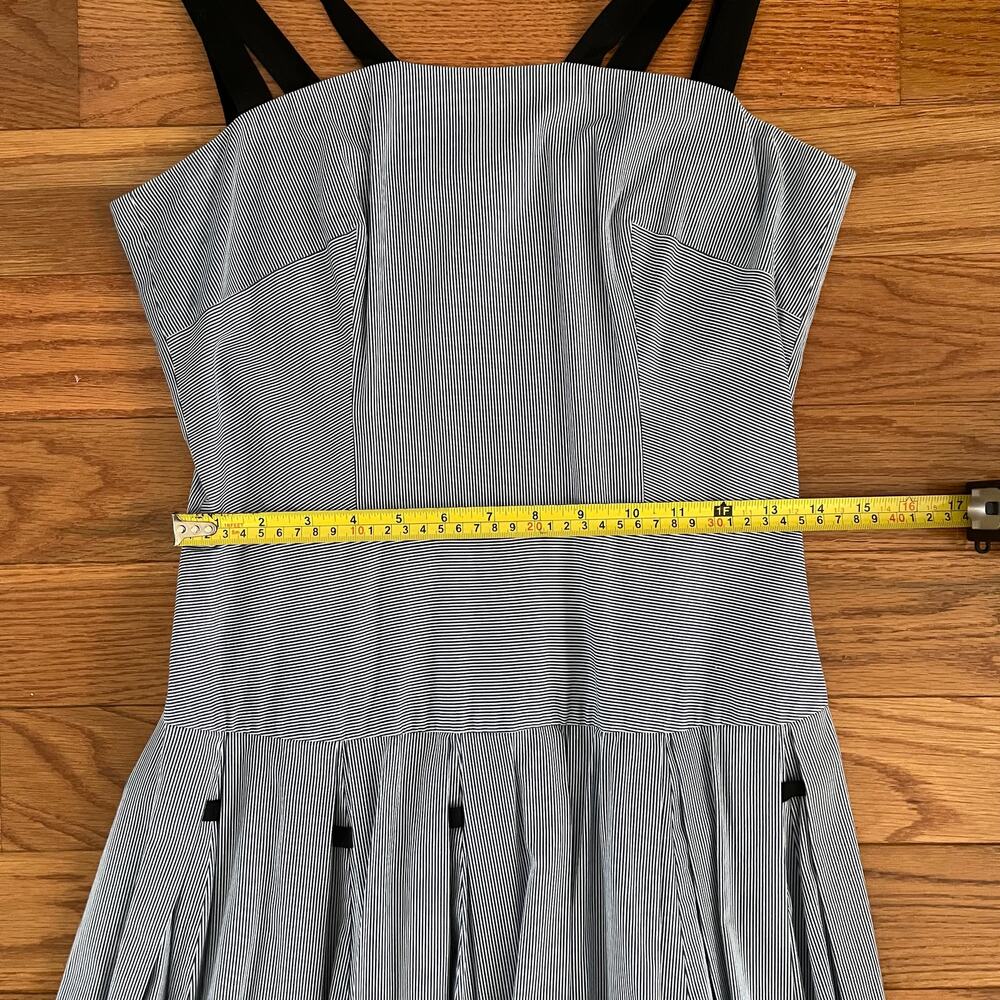 Olympia Le-Tan Queen Mary Dress Womens US 8 FR 38 Navy White Stripe Retro Midi - Picture 8 of 10